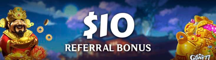 referral bonus gday77 casino